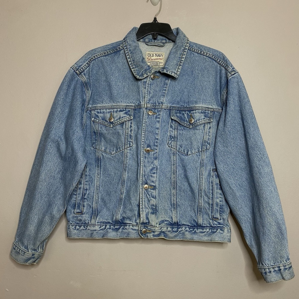 Vintage Old Navy Denim Jean Blue Trucker‎ Jacket Classic Mens Size L Rare